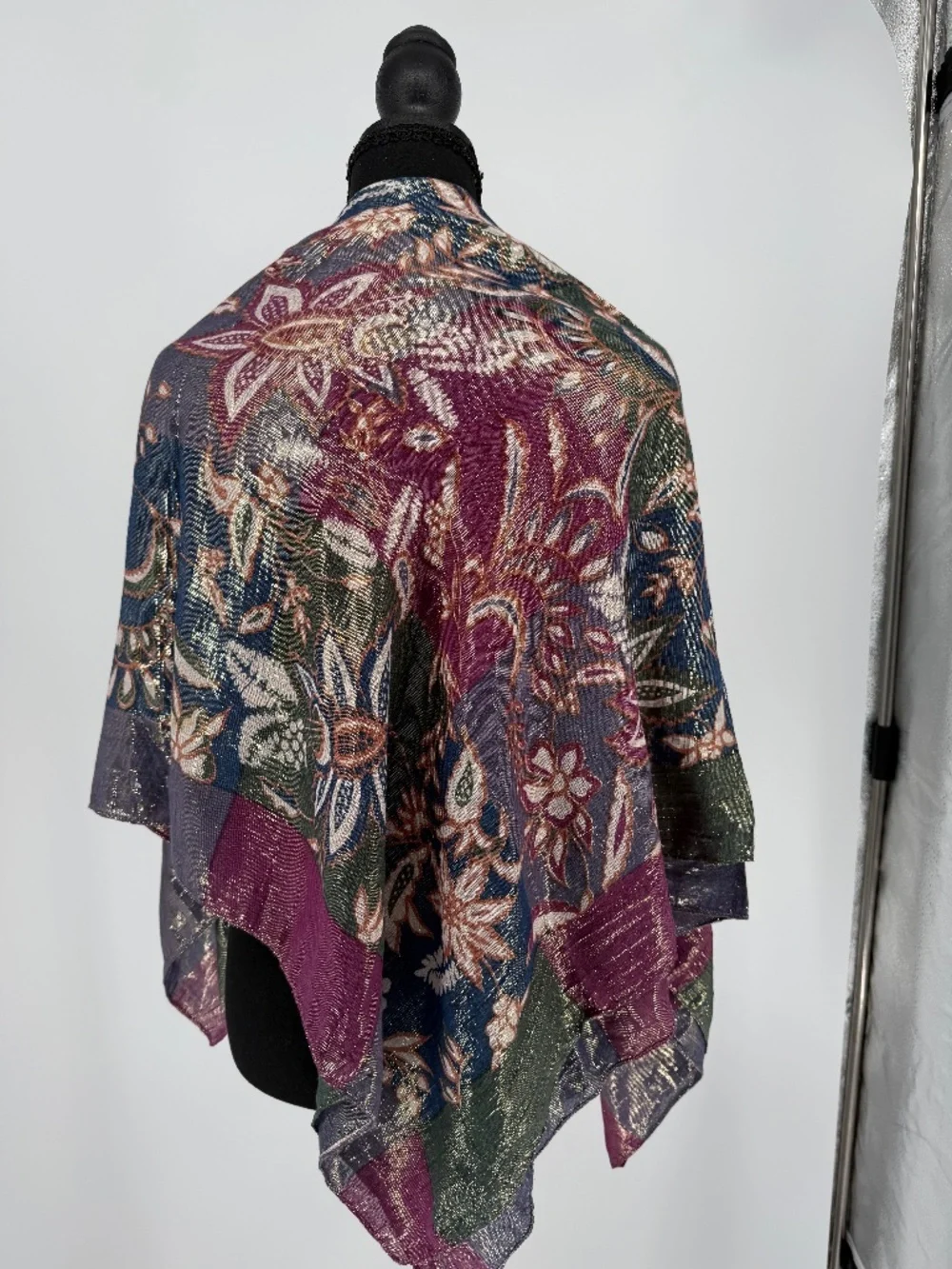 Vintage Oscar de la Renta Silk Blend Paisley Floral Scarf Sarong Wrap